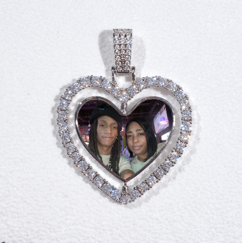 3D Spinning 2-Faced Heart Custom Picture Pendant