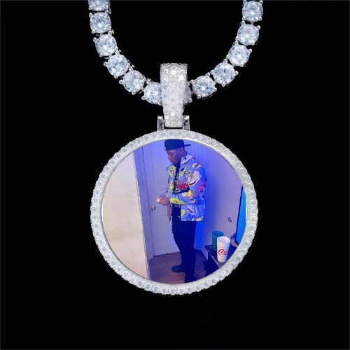 925S & VVS Moissanite 3D Circle Custom Picture Pendant