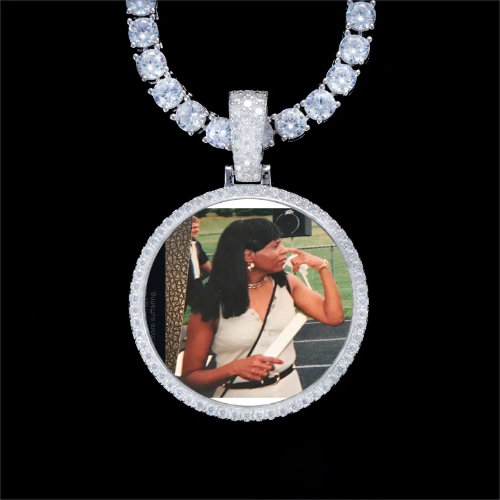 925S & VVS Moissanite 3D Circle Custom Picture Pendant