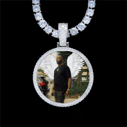 925S & VVS Moissanite 3D Circle Custom Picture Pendant