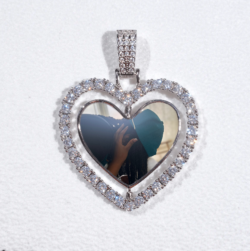 3D Spinning 2-Faced Heart Custom Picture Pendant