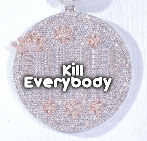 CUSTOM LETTER NECKLACE 3D BIG CROWN DISC