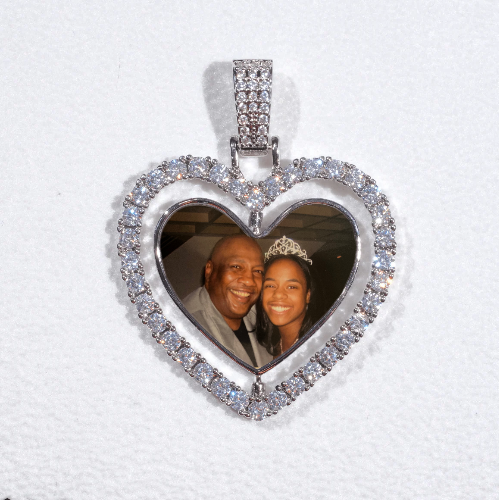 3D Spinning 2-Faced Heart Custom Picture Pendant