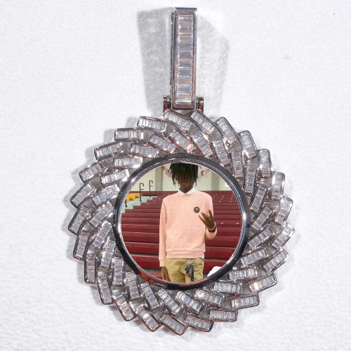 Large 3D Baguette Custom Picture Pendant