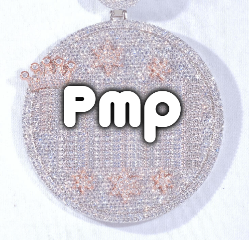 CUSTOM LETTER NECKLACE 3D BIG CROWN DISC