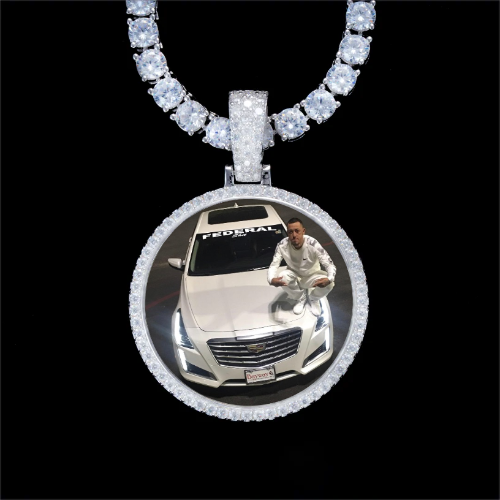 925S & VVS Moissanite 3D Circle Custom Picture Pendant