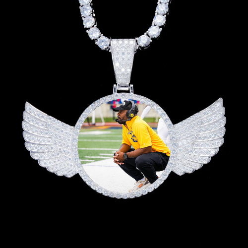 925S & VVS Moissanite 3D Wing Custom Picture Pendant