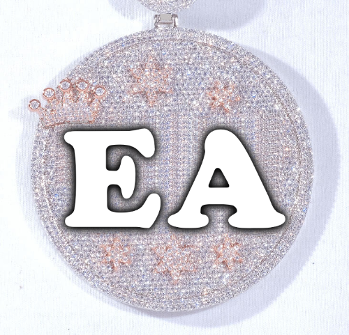 CUSTOM LETTER NECKLACE 3D BIG CROWN DISC