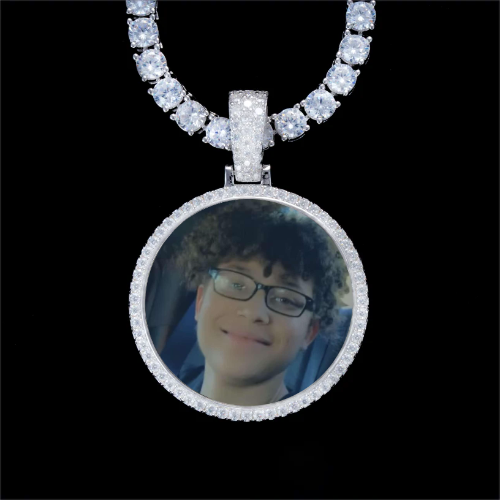 925S & VVS Moissanite 3D Circle Custom Picture Pendant