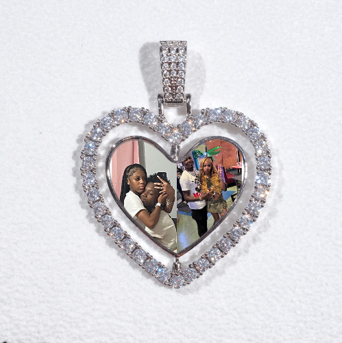 3D Spinning 2-Faced Heart Custom Picture Pendant