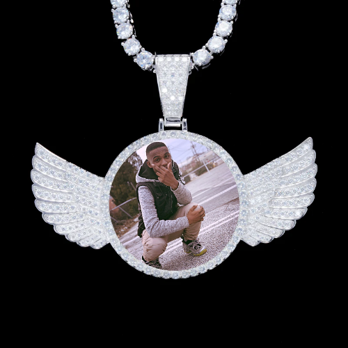 925S & VVS Moissanite 3D Wing Custom Picture Pendant