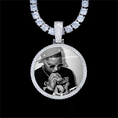 925S & VVS Moissanite 3D Circle Custom Picture Pendant