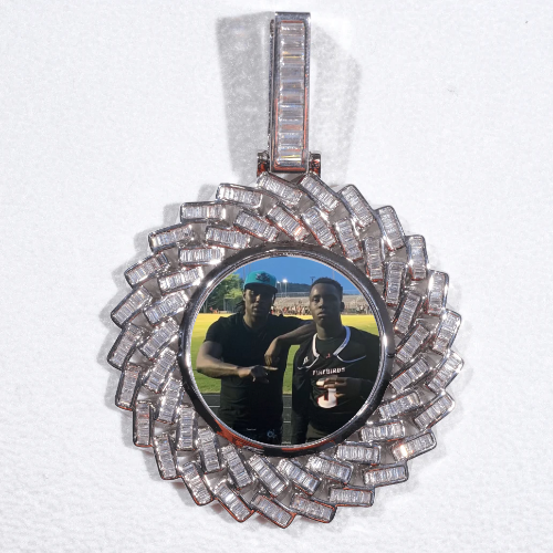 Large 3D Baguette Custom Picture Pendant