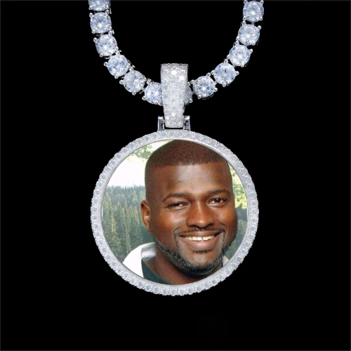 925S & VVS Moissanite 3D Circle Custom Picture Pendant