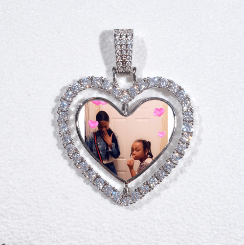 3D Spinning 2-Faced Heart Custom Picture Pendant