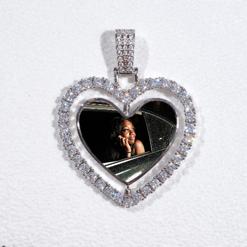 3D Spinning 2-Faced Heart Custom Picture Pendant