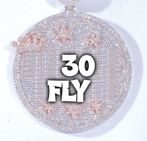 CUSTOM LETTER NECKLACE 3D BIG CROWN DISC