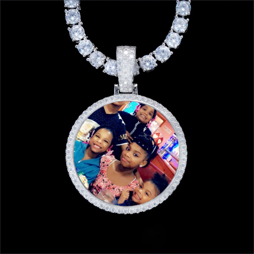 925S & VVS Moissanite 3D Circle Custom Picture Pendant