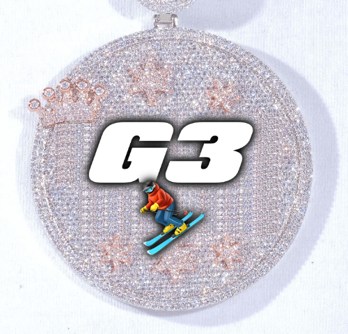 CUSTOM LETTER NECKLACE 3D BIG CROWN DISC