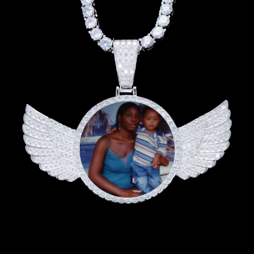 925S & VVS Moissanite 3D Wing Custom Picture Pendant