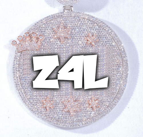 CUSTOM LETTER NECKLACE 3D BIG CROWN DISC