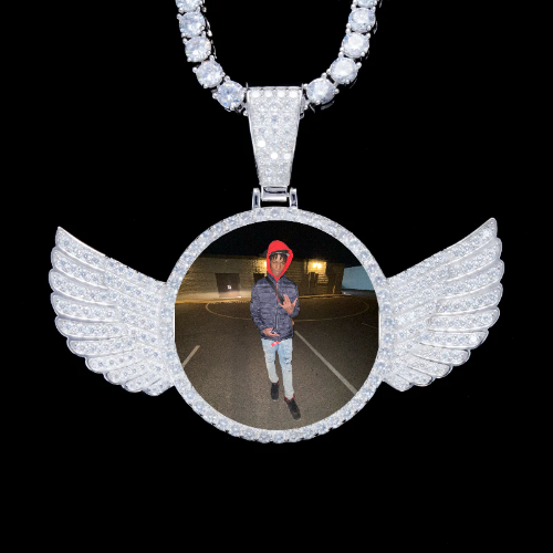 925S & VVS Moissanite 3D Wing Custom Picture Pendant