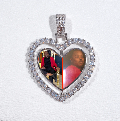 3D Spinning 2-Faced Heart Custom Picture Pendant