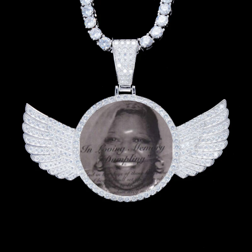 925S & VVS Moissanite 3D Wing Custom Picture Pendant