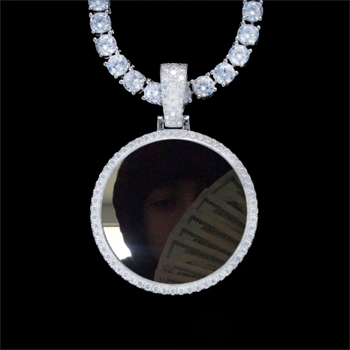 925S & VVS Moissanite 3D Circle Custom Picture Pendant