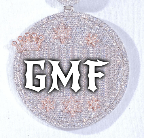 CUSTOM LETTER NECKLACE 3D BIG CROWN DISC