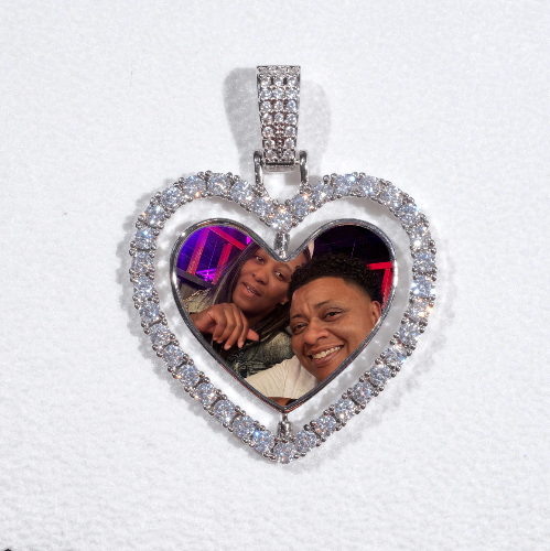 3D Spinning 2-Faced Heart Custom Picture Pendant
