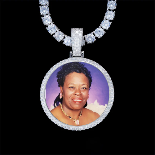 925S & VVS Moissanite 3D Circle Custom Picture Pendant