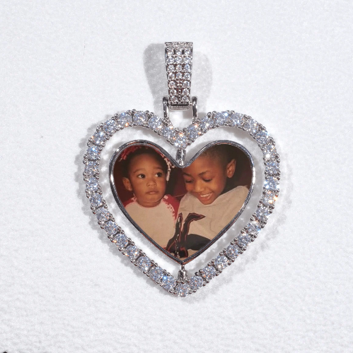 3D Spinning 2-Faced Heart Custom Picture Pendant