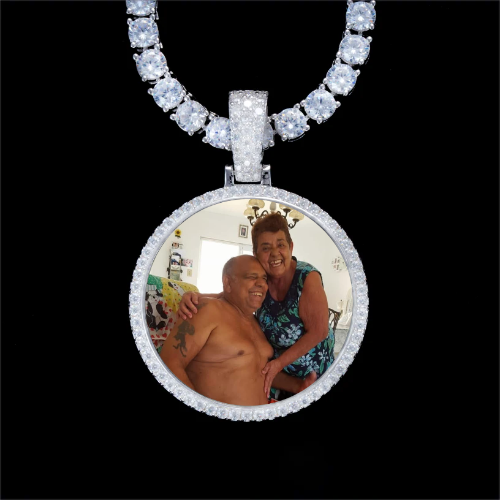 925S & VVS Moissanite 3D Circle Custom Picture Pendant