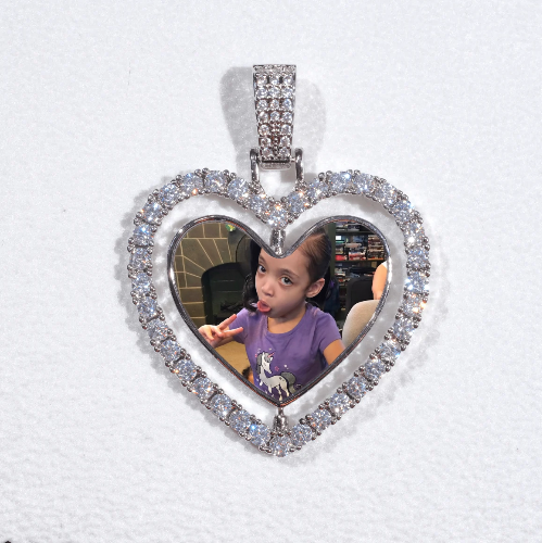 3D Spinning 2-Faced Heart Custom Picture Pendant