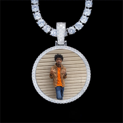 925S & VVS Moissanite 3D Circle Custom Picture Pendant