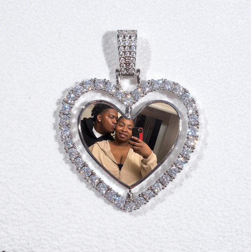 3D Spinning 2-Faced Heart Custom Picture Pendant