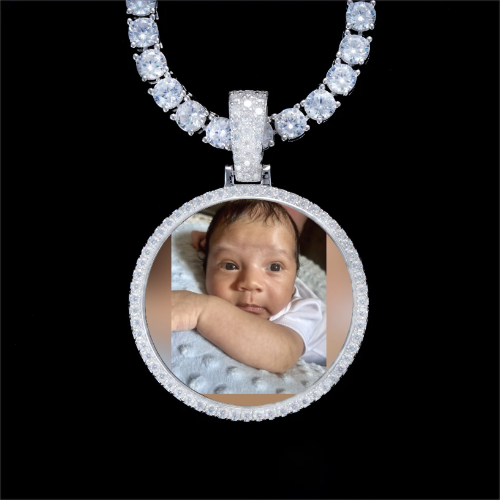 925S & VVS Moissanite 3D Circle Custom Picture Pendant