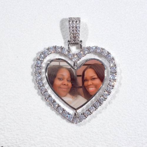 3D Spinning 2-Faced Heart Custom Picture Pendant