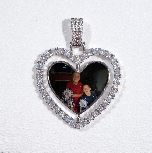 3D Spinning 2-Faced Heart Custom Picture Pendant