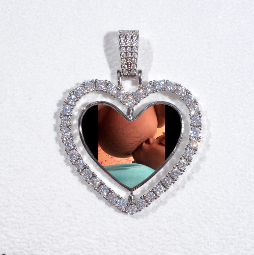 3D Spinning 2-Faced Heart Custom Picture Pendant