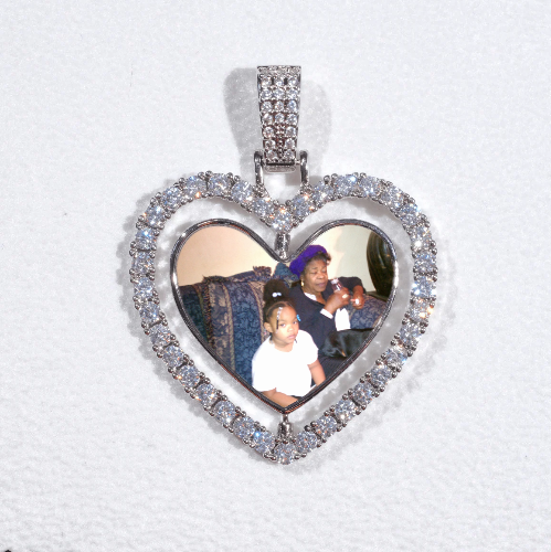 3D Spinning 2-Faced Heart Custom Picture Pendant