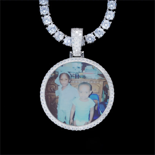 925S & VVS Moissanite 3D Circle Custom Picture Pendant
