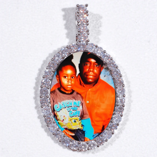 Large 3D Oval Custom Picture Pendant