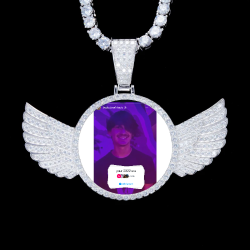 925S & VVS Moissanite 3D Wing Custom Picture Pendant