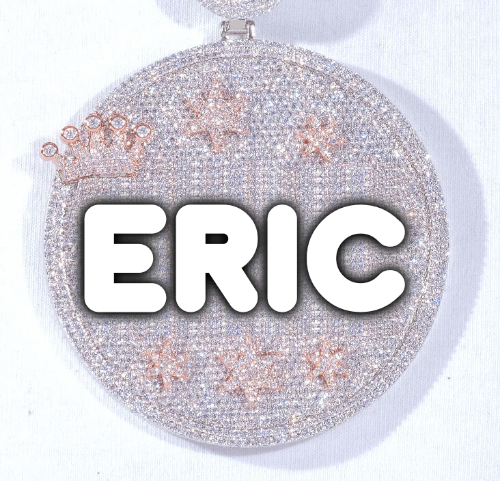 CUSTOM LETTER NECKLACE 3D BIG CROWN DISC