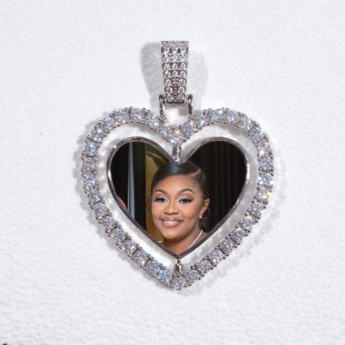3D Spinning 2-Faced Heart Custom Picture Pendant
