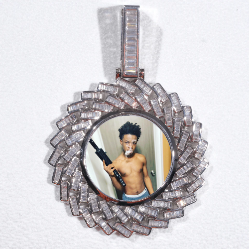 Large 3D Baguette Custom Picture Pendant