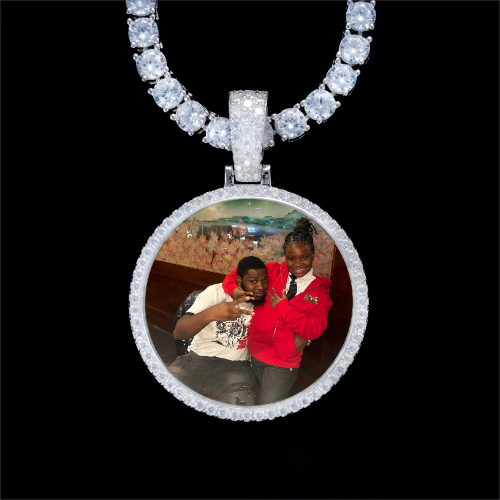 925S & VVS Moissanite 3D Circle Custom Picture Pendant