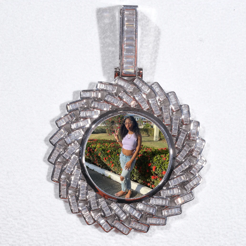 Large 3D Baguette Custom Picture Pendant
